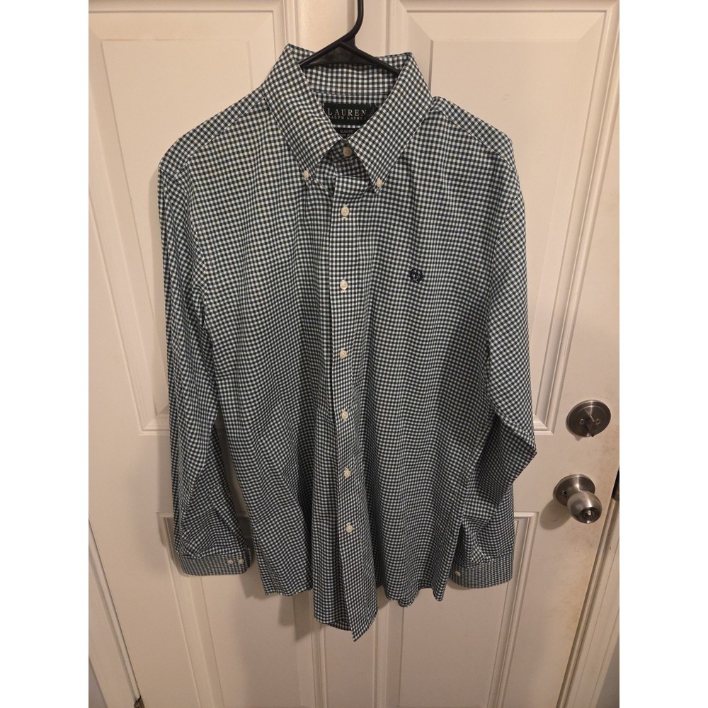 Ralph Lauren Dress Shirt  Large Green Plaid Long Sleeve Button Down 16.5 36/37